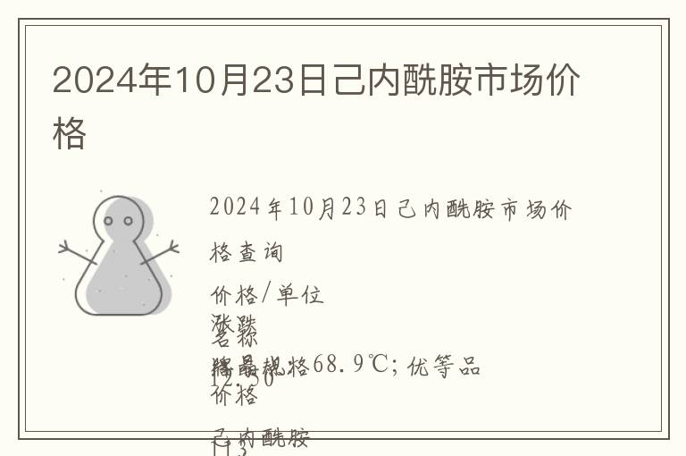 2024年10月23日己內(nèi)酰胺市場價格