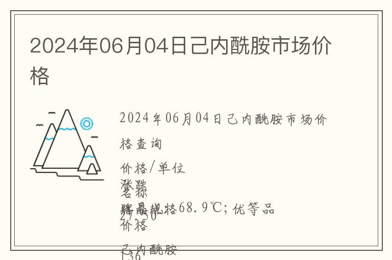 2024年06月04日己內酰胺市場價格