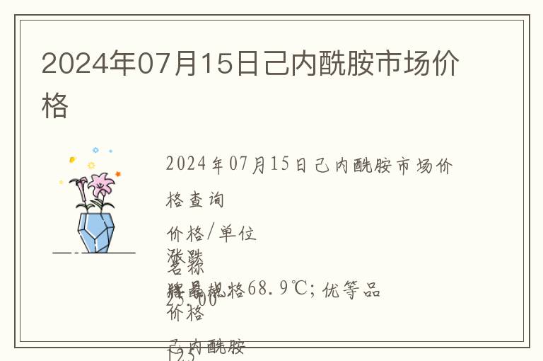 2024年07月15日己內(nèi)酰胺市場價(jià)格