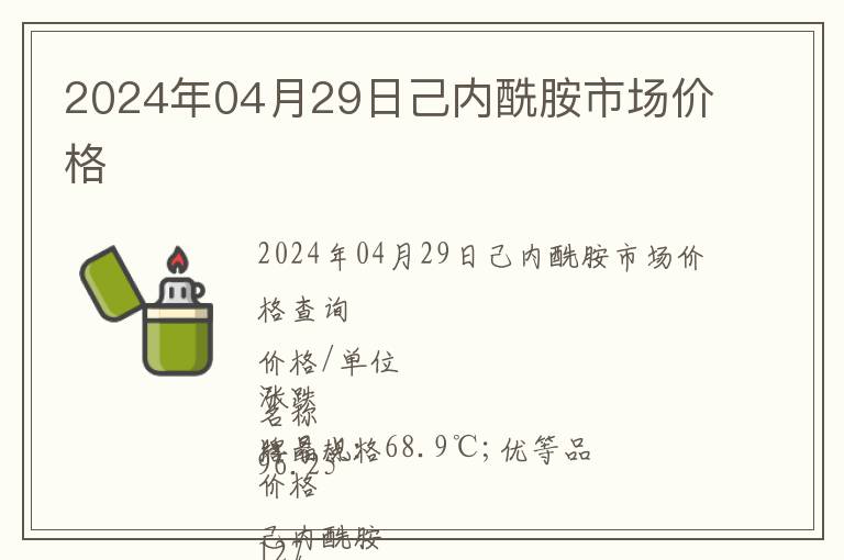 2024年04月29日己內酰胺市場價格