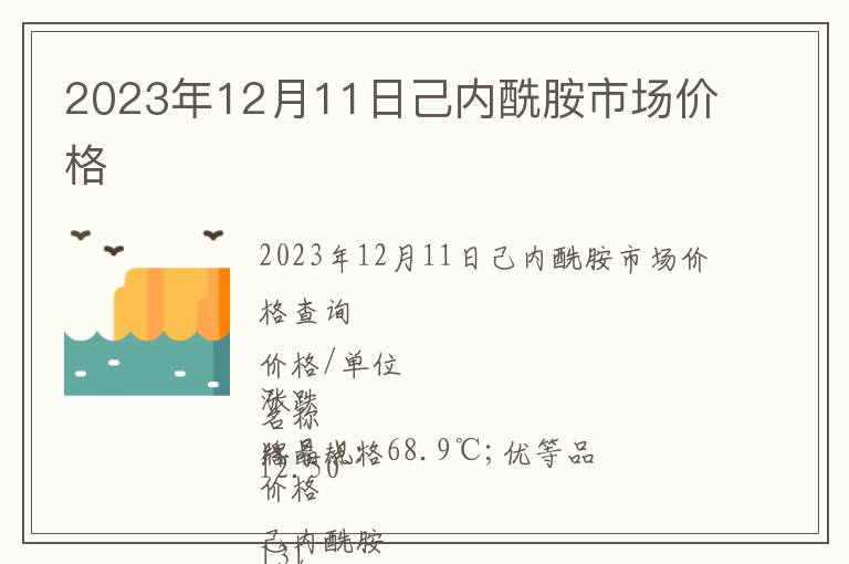 2023年12月11日己內(nèi)酰胺市場價格