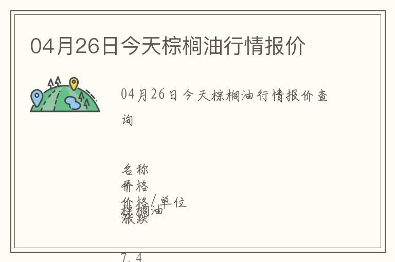 04月26日今天棕櫚油行情報(bào)價(jià)