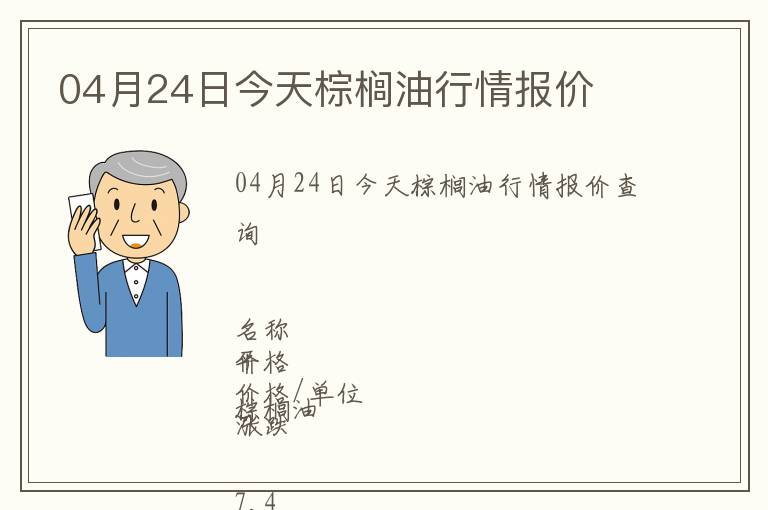 04月24日今天棕櫚油行情報價