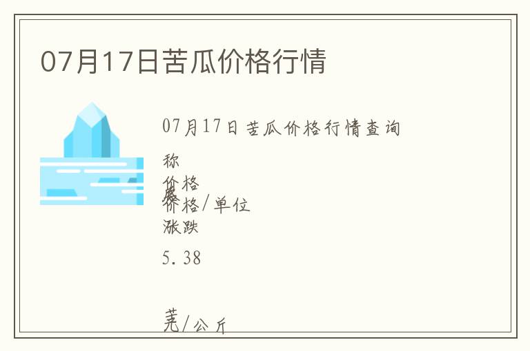 07月17日苦瓜價格行情