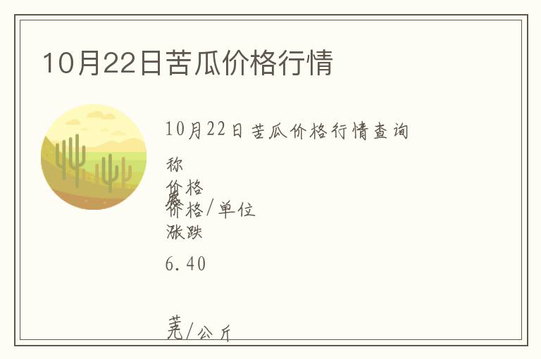 10月22日苦瓜價格行情