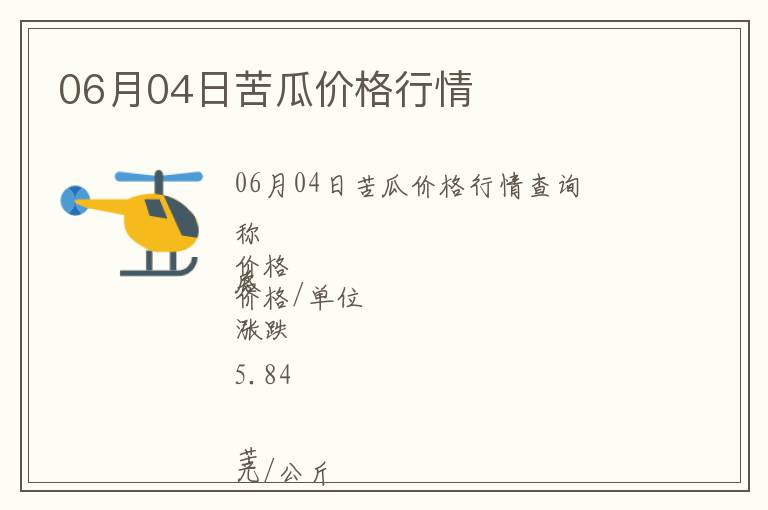 06月04日苦瓜價格行情