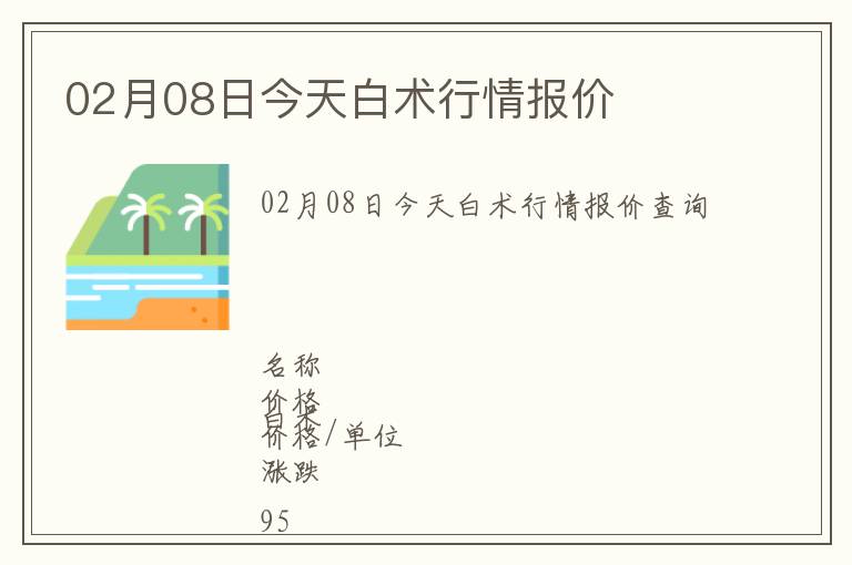 02月08日今天白術行情報價