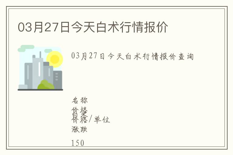 03月27日今天白術(shù)行情報價
