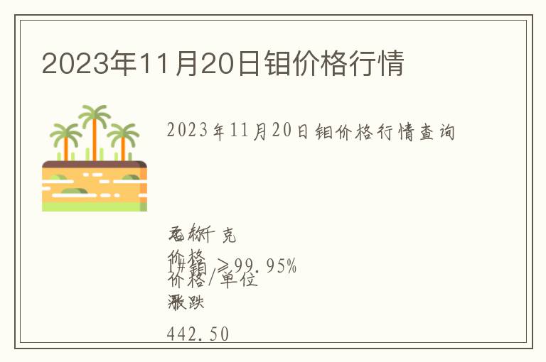 2023年11月20日鉬價(jià)格行情