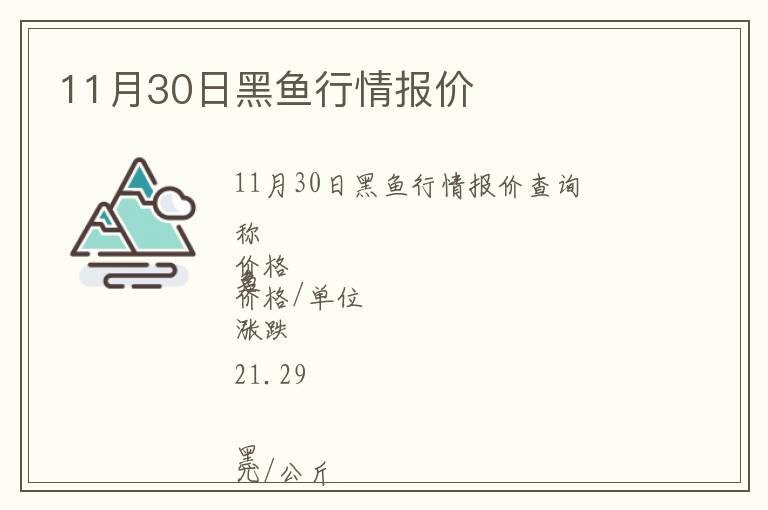 11月30日黑魚行情報價