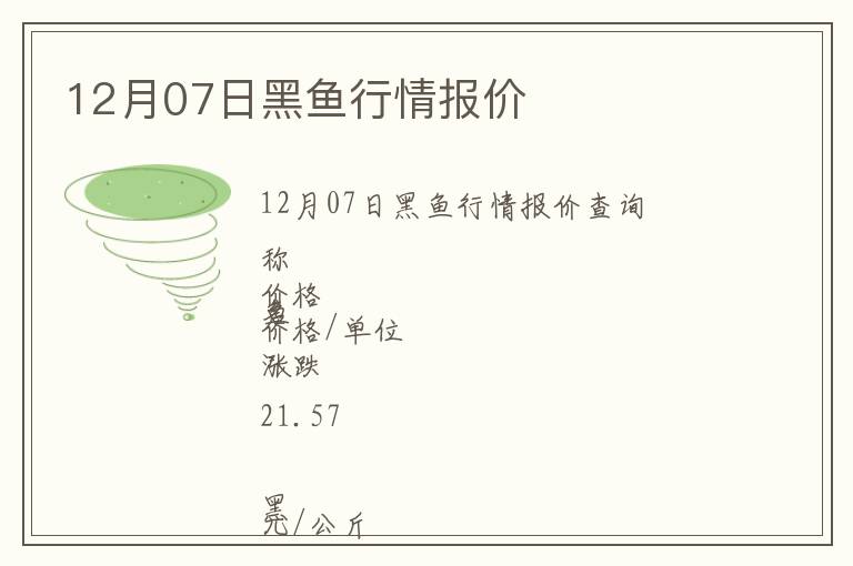 12月07日黑魚行情報價