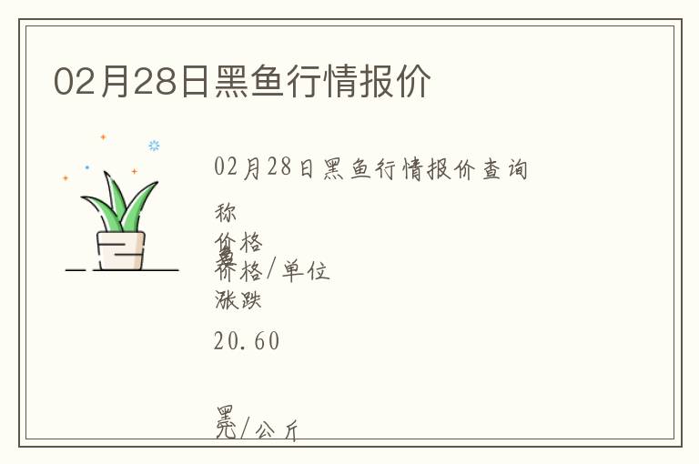 02月28日黑魚行情報價