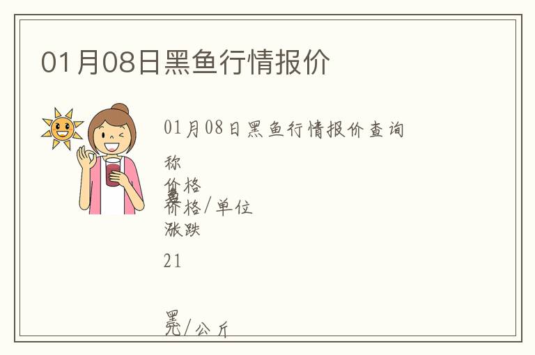 01月08日黑魚行情報(bào)價(jià)
