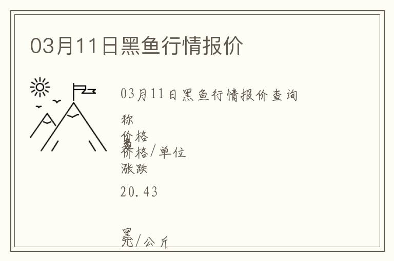 03月11日黑魚行情報價