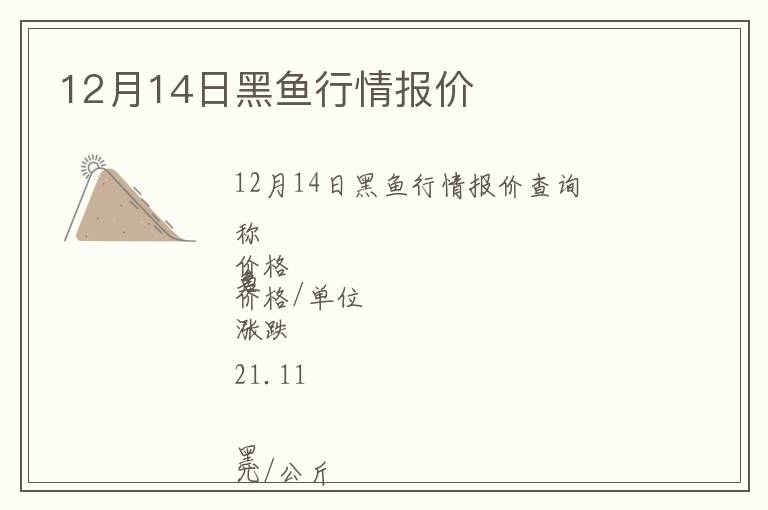 12月14日黑魚行情報價