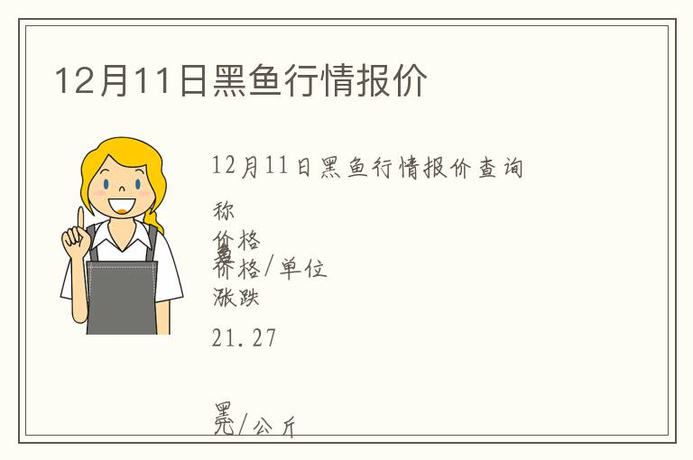 12月11日黑魚行情報價