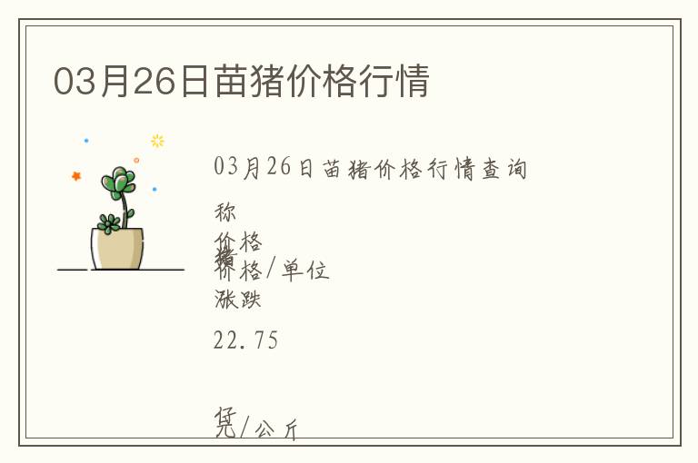 03月26日苗豬價(jià)格行情