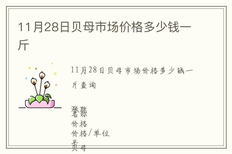 11月28日貝母市場價格多少錢一斤