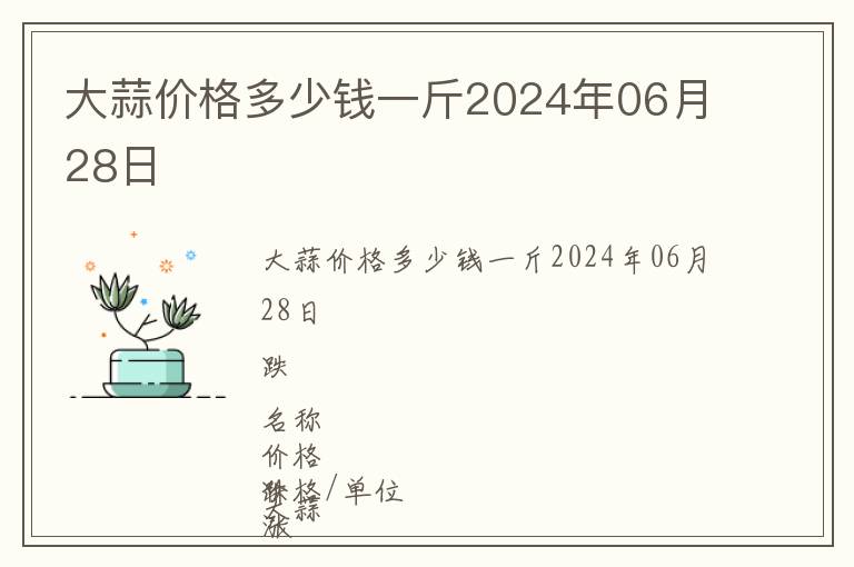 大蒜價(jià)格多少錢一斤2024年06月28日