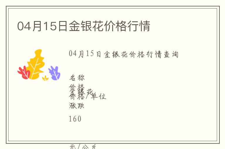 04月15日金銀花價(jià)格行情