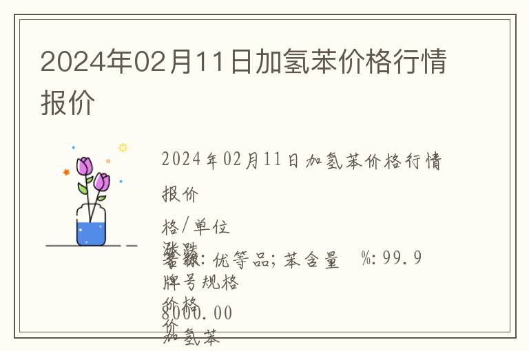 2024年02月11日加氫苯價格行情報價