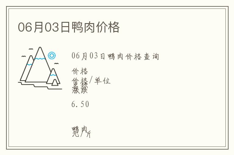 06月03日鴨肉價(jià)格