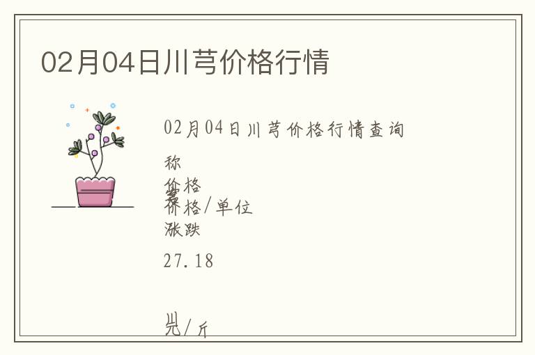 02月04日川芎價格行情