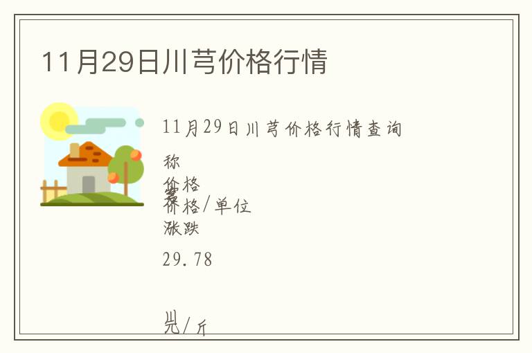 11月29日川芎價格行情