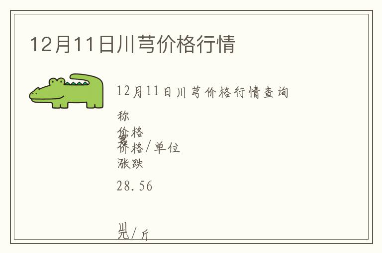 12月11日川芎價格行情