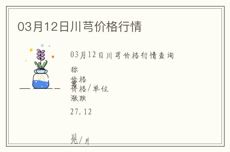 03月12日川芎價格行情