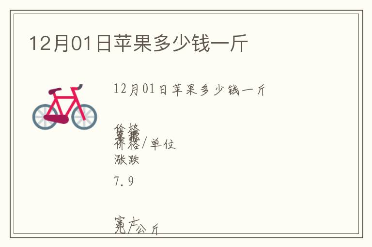 12月01日蘋果多少錢一斤