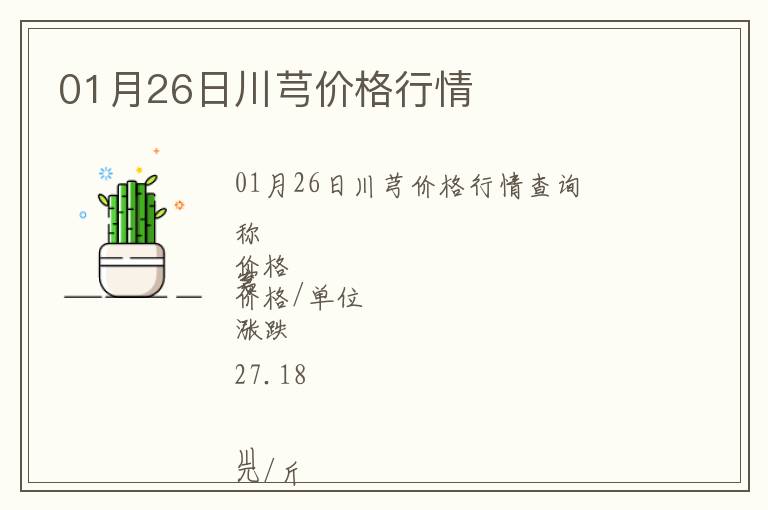 01月26日川芎價(jià)格行情
