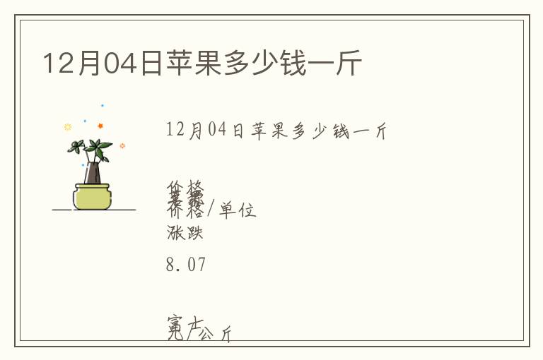 12月04日蘋果多少錢一斤