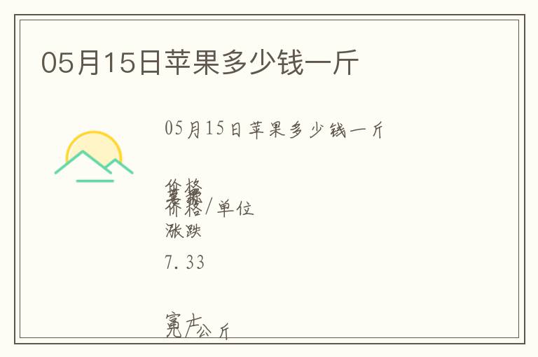 05月15日蘋果多少錢一斤