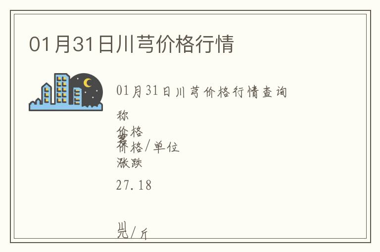 01月31日川芎價(jià)格行情