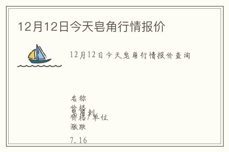 12月12日今天皂角行情報價
