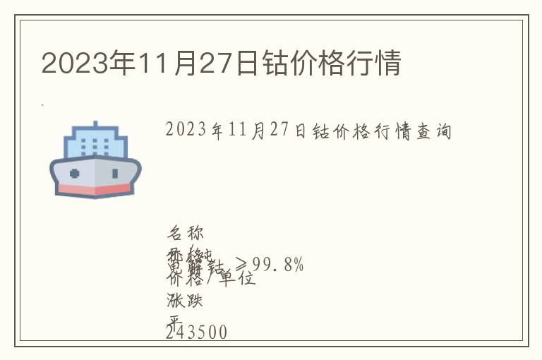 2023年11月27日鈷價(jià)格行情