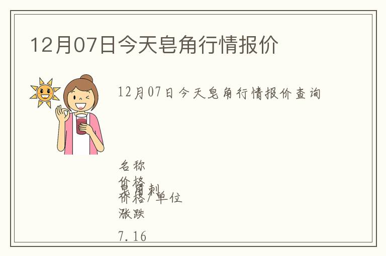 12月07日今天皂角行情報(bào)價(jià)