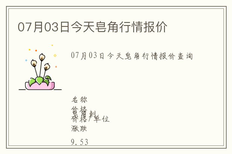 07月03日今天皂角行情報價
