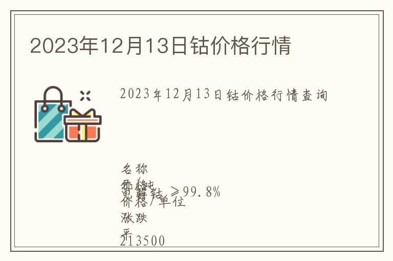 2023年12月13日鈷價(jià)格行情