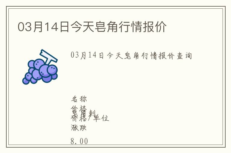03月14日今天皂角行情報(bào)價(jià)
