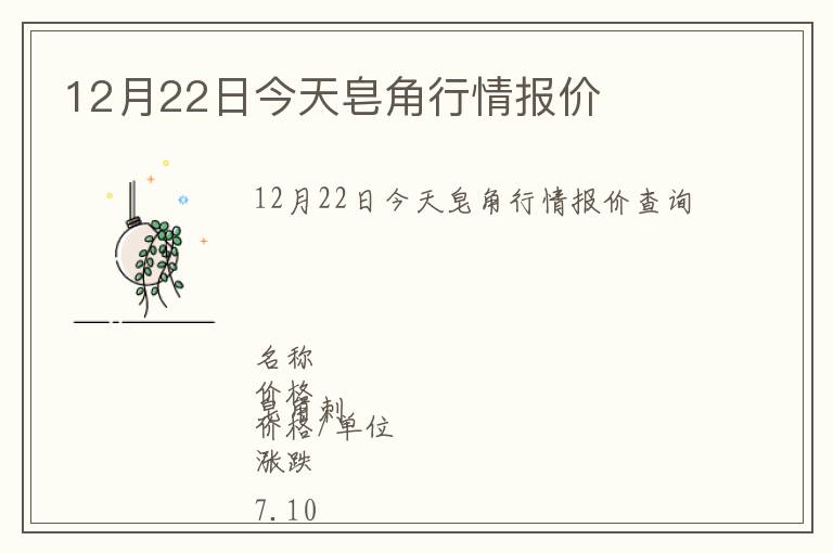 12月22日今天皂角行情報價
