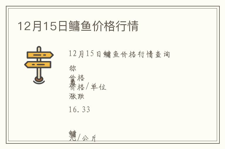 12月15日鳙魚價格行情