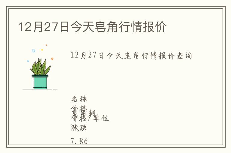 12月27日今天皂角行情報價
